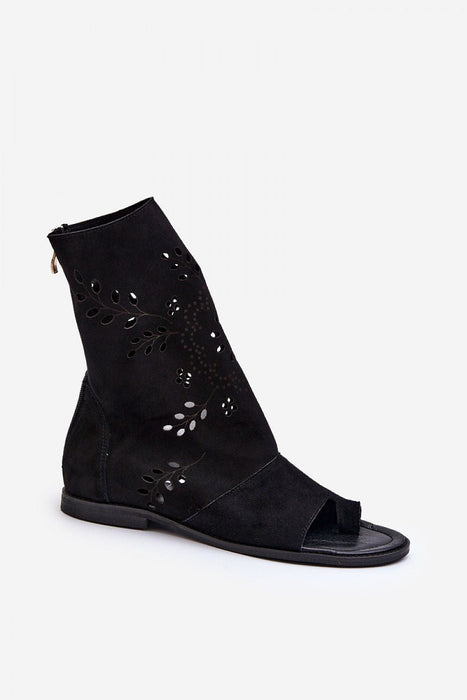 Ukrainian Vibe Avelynna Suede Openwork Zip Sandals Avelynna Suede Openwork Zip Sandals