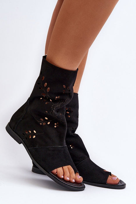 Ukrainian Vibe Avelynna Suede Openwork Zip Sandals Avelynna Suede Openwork Zip Sandals