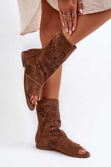 Ukrainian Vibe Avelynna Suede Openwork Zip Sandals Avelynna Suede Openwork Zip Sandals