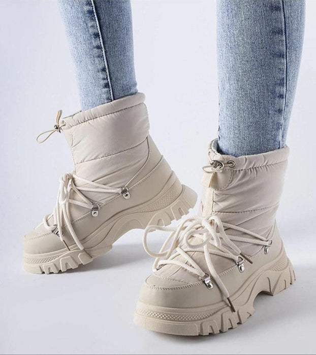 Ukrainian Vibe Beige / 5.5 Eldarien Lace-Up Snow Boots Eldarien Lace-Up Snow Boots