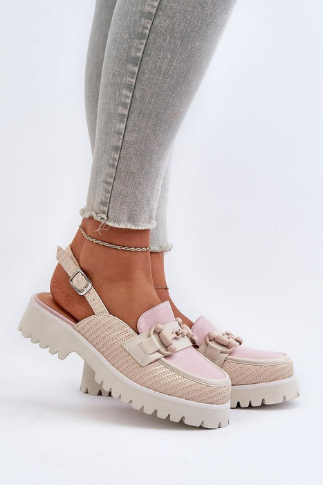 Ukrainian Vibe Beige / 5.5 Larivena Buckled Low Platform Sandals Larivena Buckled Low Platform Sandals