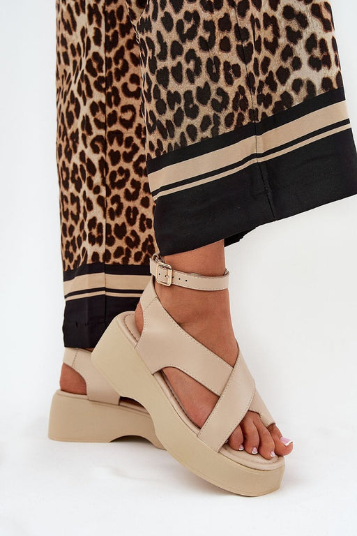 Ukrainian Vibe Beige / 5.5 Lirianne Platform Buckle Sandals Lirianne Platform Buckle Sandals