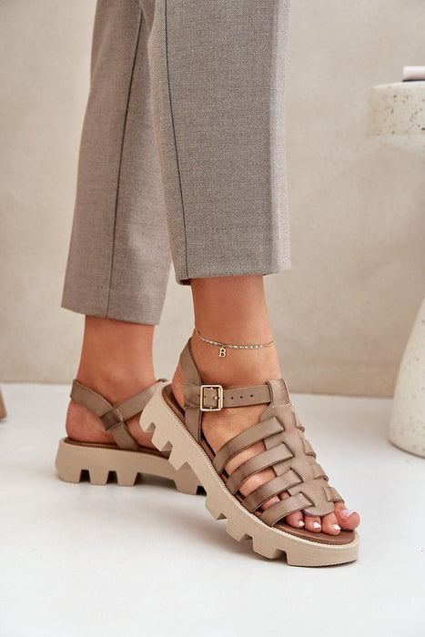 Ukrainian Vibe Beige / 5.5 Rovenne Studded Platform Leather Sandals Rovenne Studded Platform Leather Sandals