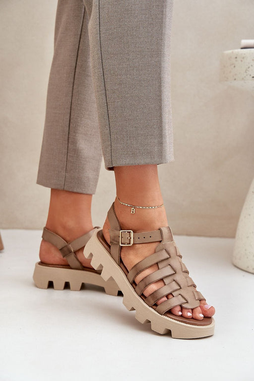 Ukrainian Vibe Beige / 5.5 Rovenne Studded Platform Leather Sandals Rovenne Studded Platform Leather Sandals