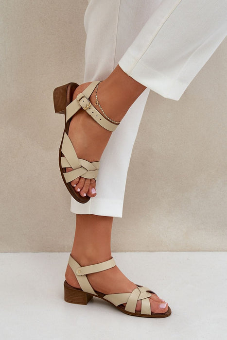 Ukrainian Vibe Beige / 5.5 Valerinne Cross-Strap Leather Sandals Valerinne Cross-Strap Leather Sandals