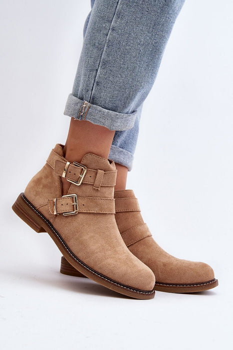 Ukrainian Vibe Beige / 5.5 Velonna Suede Buckled Spring Boots Velonna Suede Buckled Spring Boots