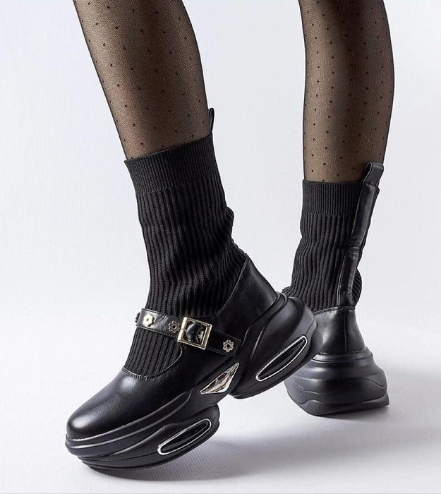 Ukrainian Vibe Black / 5.5 Elvessa Stretch Knit Ankle Boots Elvessa Stretch Knit Ankle Boots