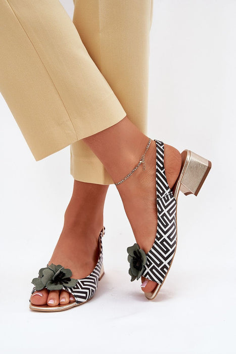 Ukrainian Vibe Black / 5.5 Floranisse Leather Sandals with Flower Detail Floranisse Leather Sandals with Flower Detail