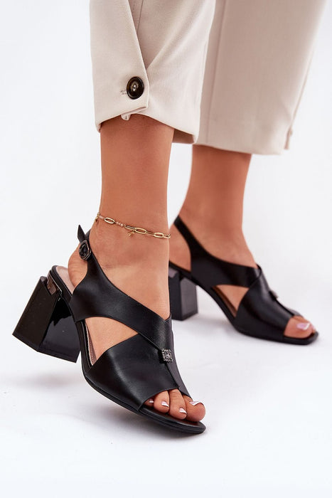 Ukrainian Vibe Black / 5.5 Lunavine Column Heel Sandals with Accent Lunavine Column Heel Sandals with Accent