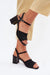 Ukrainian Vibe Black / 5.5 Lureciane Mixed-Media Column Heel Sandals Lureciane Mixed-Media Column Heel Sandals