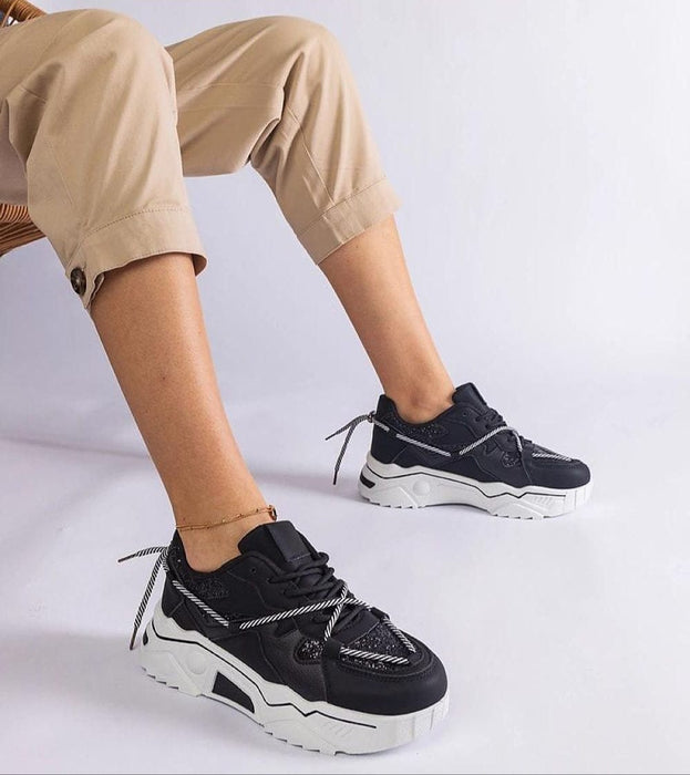 Ukrainian Vibe Black / 5.5 Nimvara Shimmer Detail Black Sneakers Nimvara Shimmer Detail Black Sneakers