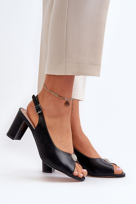 Ukrainian Vibe Black / 5.5 Nivaria Ornamented Heel Strap Sandals Nivaria Ornamented Heel Strap Sandals