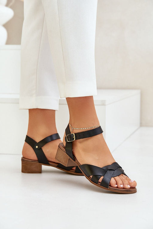 Ukrainian Vibe Black / 5.5 Valerinne Cross-Strap Leather Sandals Valerinne Cross-Strap Leather Sandals