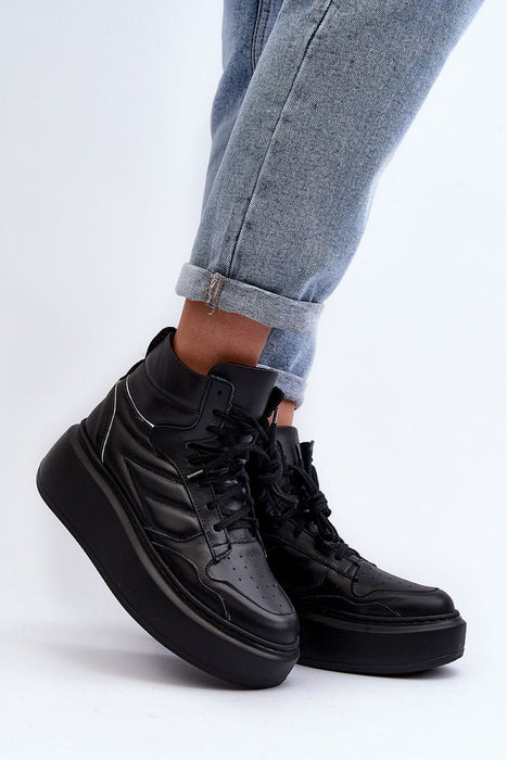Ukrainian Vibe Black / 5.5 Valonne Leather Platform Trainers Valonne Leather Platform Trainers