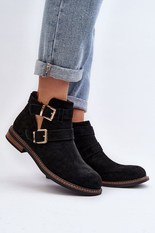 Ukrainian Vibe Black / 5.5 Velonna Suede Buckled Spring Boots Velonna Suede Buckled Spring Boots