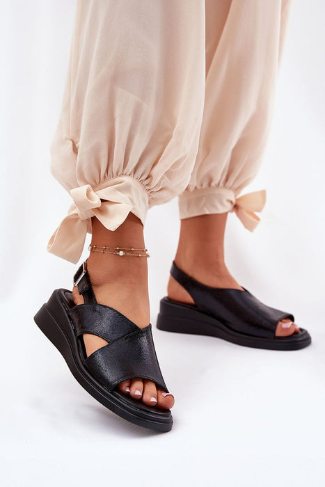 Ukrainian Vibe Black / 5.5 Veralisse Buckled Wedge Sandals Veralisse Buckled Wedge Sandals
