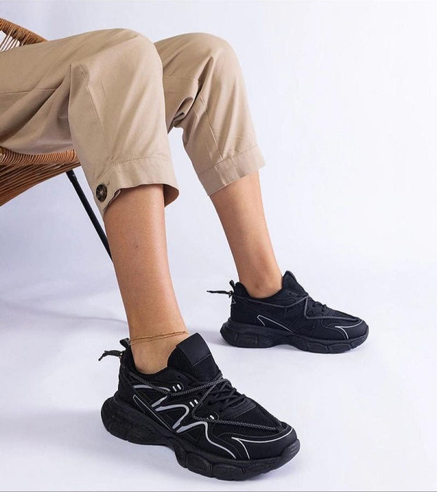 Ukrainian Vibe Black / 5.5 Yndessa Sculpted Sole Lace Sneakers Yndessa Sculpted Sole Lace Sneakers