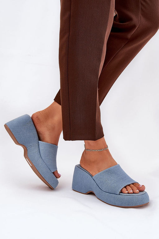 Ukrainian Vibe Blue / 5.5 Zalhera Elevated Textile Wedge Sandals Zalhera Elevated Textile Wedge Sandals