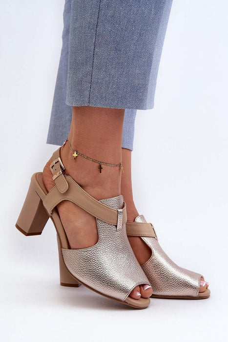 Ukrainian Vibe Brown / 5.5 Esmira Post Heel Strap Sandals Esmira Post Heel Strap Sandals