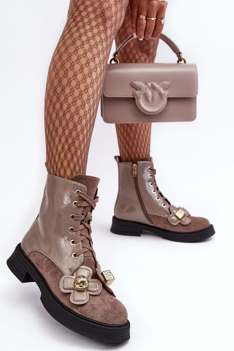 Ukrainian Vibe Brown / 5.5 Florynne Floral-Laced Winter Boots Florynne Floral-Laced Winter Boots
