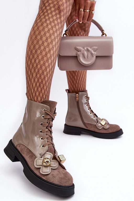Ukrainian Vibe Brown / 5.5 Florynne Floral-Laced Winter Boots Florynne Floral-Laced Winter Boots