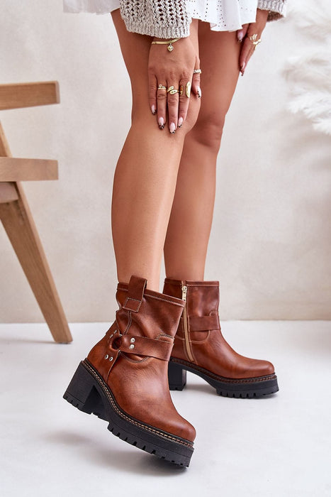 Ukrainian Vibe Brown / 5.5 Nevarelle Leather Platform Heel Boots Nevarelle Leather Platform Heel Boots