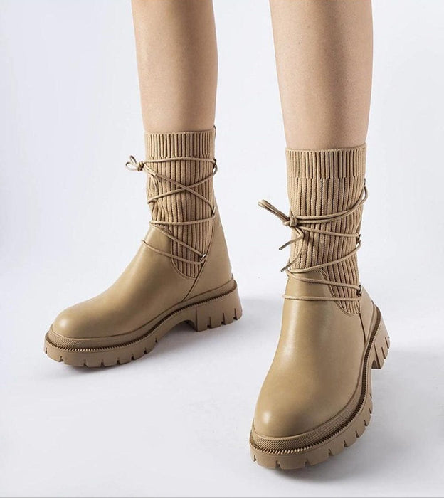 Ukrainian Vibe Calmira Beige Sock Boots Calmira Beige Sock Boots