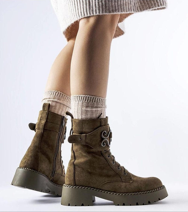 Ukrainian Vibe Castore Green Suede Platform Baggers Castore Green Suede Platform Baggers