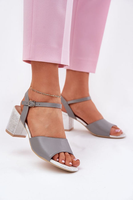 Ukrainian Vibe Gray / 5.5 Veranisse Column Heel Sandals Veranisse Column Heel Sandals