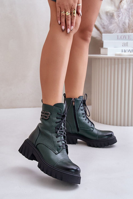 Ukrainian Vibe Green / 5.5 Lorvia Leather Platform Boots Lorvia Leather Platform Boots