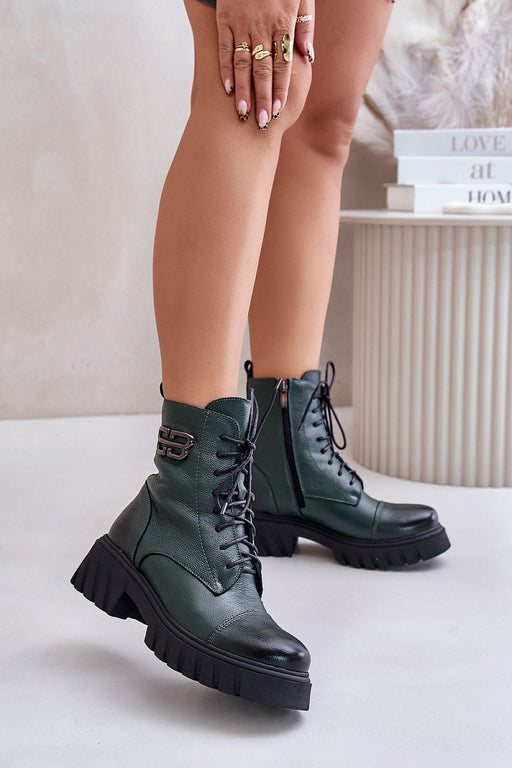 Ukrainian Vibe Green / 5.5 Lorvia Leather Platform Boots Lorvia Leather Platform Boots