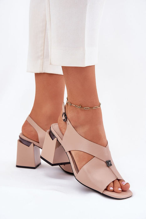 Ukrainian Vibe Lunavine Column Heel Sandals with Accent Lunavine Column Heel Sandals with Accent