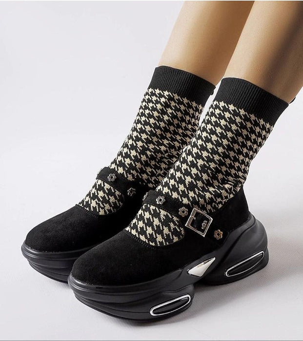 Ukrainian Vibe Multicolor / 5.5 Elvessa Stretch Knit Ankle Boots Elvessa Stretch Knit Ankle Boots