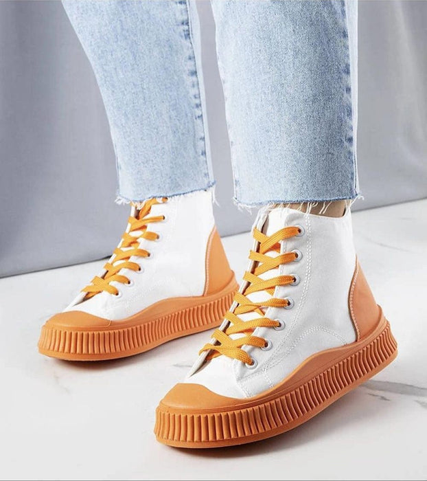 Ukrainian Vibe Orange / 5.5 Ossavine Fabric Platform Lace Sneakers Ossavine Fabric Platform Lace Sneakers