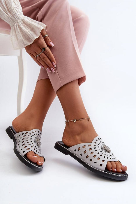 Ukrainian Vibe Orletta Flat Slides with Cutout Detail Orletta Flat Slides with Cutout Detail