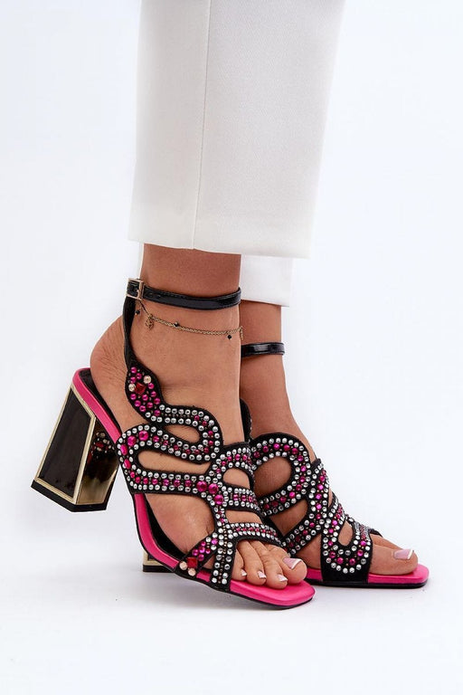 Ukrainian Vibe Pink / 5.5 Elianta Crystal Block Heel Sandals Elianta Crystal Block Heel Sandals