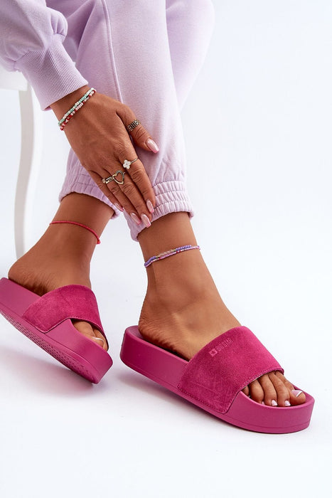 Ukrainian Vibe Pink / 5.5 Zanurea Suede Platform Slide Sandals Zanurea Suede Platform Slide Sandals