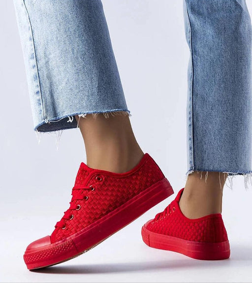 Ukrainian Vibe Red / 5.5 Revarya Woven Lace-Up Summer Sneakers Revarya Woven Lace-Up Summer Sneakers
