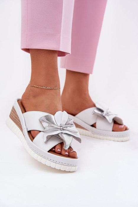 Ukrainian Vibe Silver / 5.5 Florenya Leather Wedge Flip-Flops Florenya Leather Wedge Flip-Flops