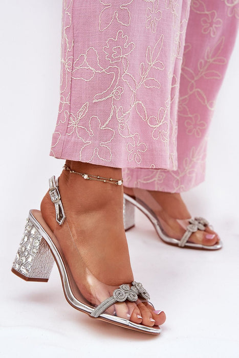 Ukrainian Vibe Silver / 5.5 Veluretta Clear Crystal Strap Sandals Veluretta Clear Crystal Strap Sandals