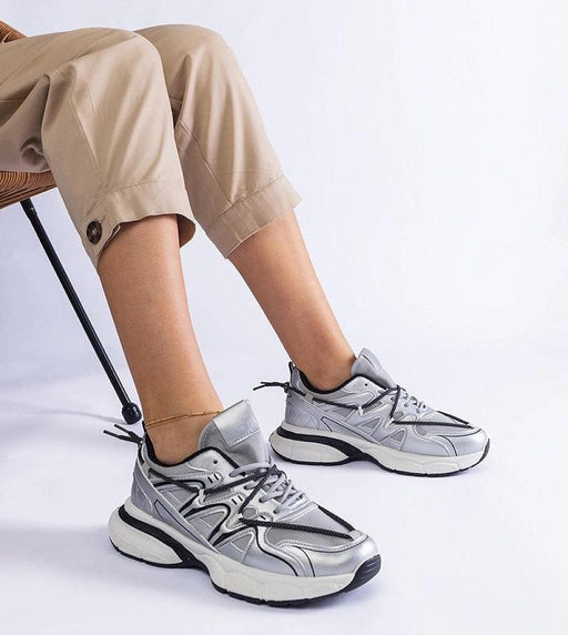 Ukrainian Vibe Silver / 5.5 Yndessa Sculpted Sole Lace Sneakers Yndessa Sculpted Sole Lace Sneakers