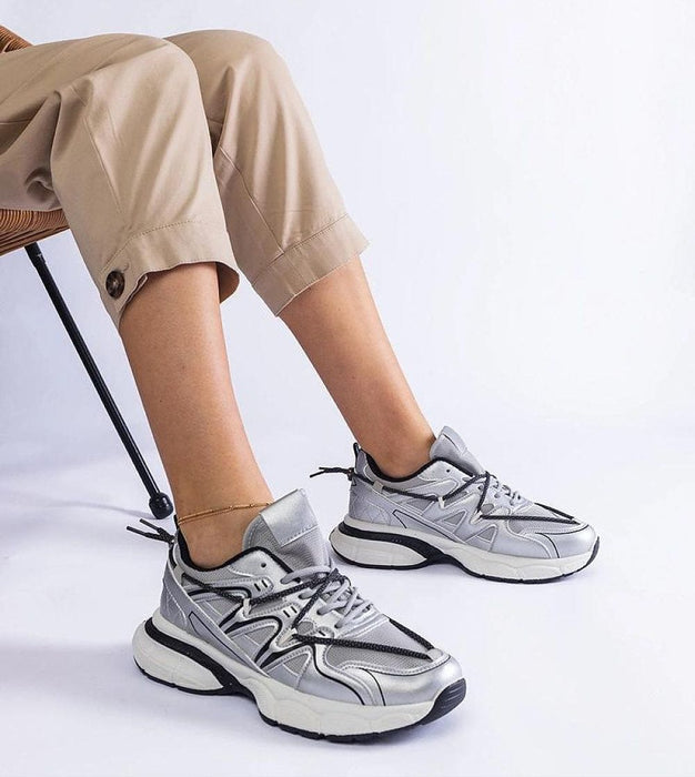 Ukrainian Vibe Silver / 5.5 Yndessa Sculpted Sole Lace Sneakers Yndessa Sculpted Sole Lace Sneakers