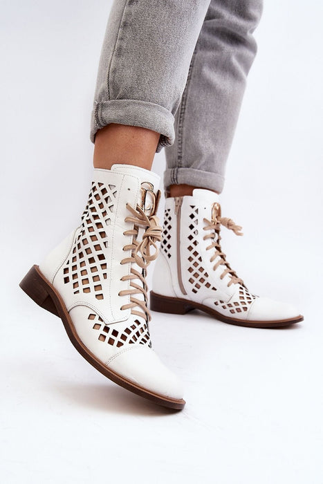 Ukrainian Vibe Solvitta Perforated Leather Boots Solvitta Perforated Leather Boots