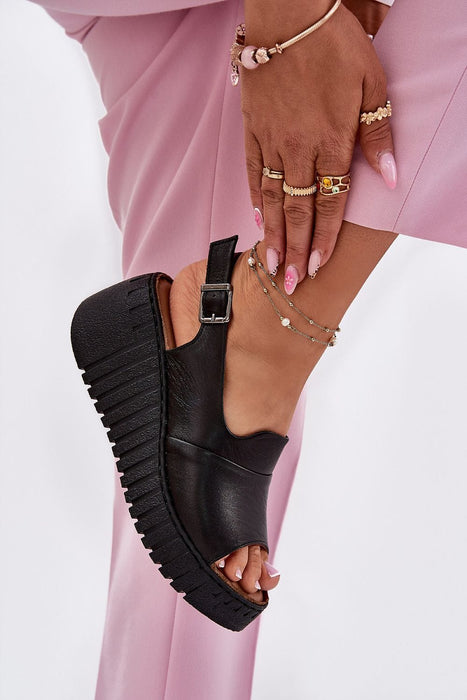 Ukrainian Vibe Virellora Grooved Wedge Leather Sandals Virellora Grooved Wedge Leather Sandals