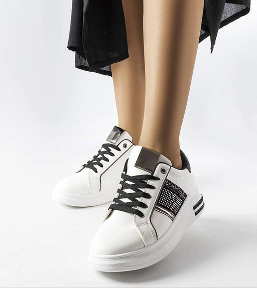 Ukrainian Vibe White / 4.5 Meralla Rhinestone Platform Sneakers Meralla Rhinestone Platform Sneakers