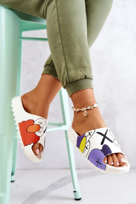 Ukrainian Vibe White / 5.5 Mifla Cartoon Rubber Summer Slides Mifla Cartoon Rubber Summer Slides