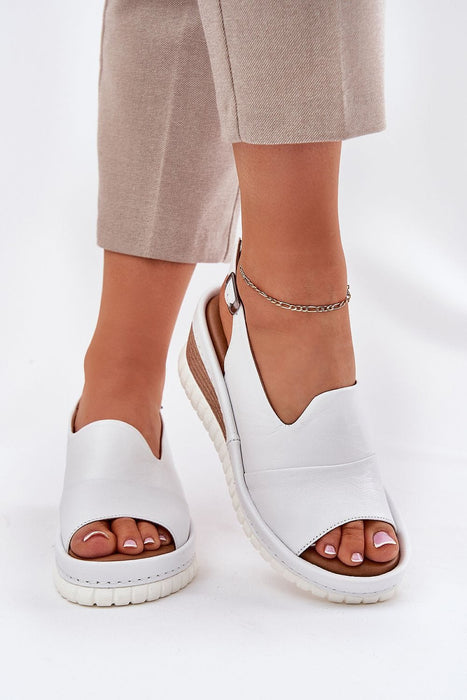 Ukrainian Vibe White / 5.5 Nirellia Classic Wedge Leather Sandals Nirellia Classic Wedge Leather Sandals