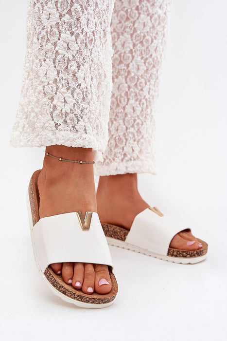 Ukrainian Vibe White / 5.5 Serelle Cork Step Slides Serelle Cork Step Slides