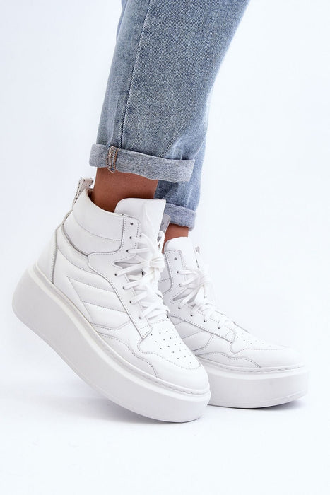 Ukrainian Vibe White / 5.5 Valonne Leather Platform Trainers Valonne Leather Platform Trainers