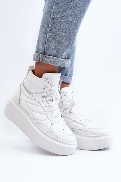 Ukrainian Vibe White / 5.5 Valonne Leather Platform Trainers Valonne Leather Platform Trainers